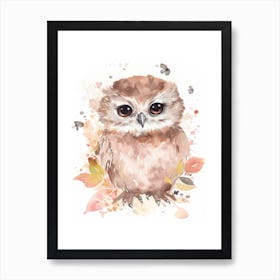 Baby Owl Watercolour Nursery 4 Art Print
