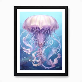 Upside Down Jellyfish Pencil Drawing 4 Art Print