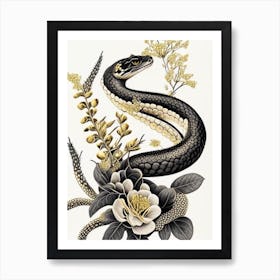 Black Tailed Rattlesnake Gold And Black Art Print