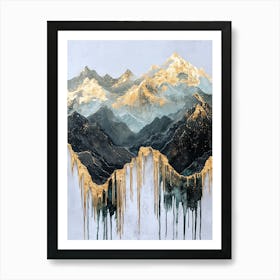 Caucasus Golden Peaks - Mystic Abstraction Art Print