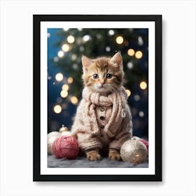 Christmas Kitten 1 Art Print