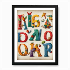 Alphabet And Animals Art Print