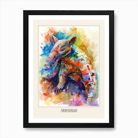 Armadillo Colourful Watercolour 1 Poster Art Print