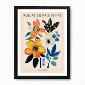 Spring Floral French Poster  Hellebore 1 Art Print