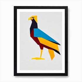 Golden 2 Eagle Origami Bird Art Print