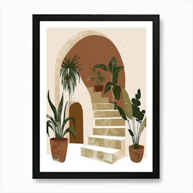 Stairway With Potted Plants Art Print