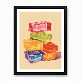 Stacked Colourful Jelly Beige Illustration 3 Poster