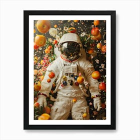 Astronaut Surrounded By Fruits Art Print