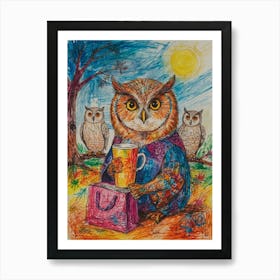 Owls! Art Print