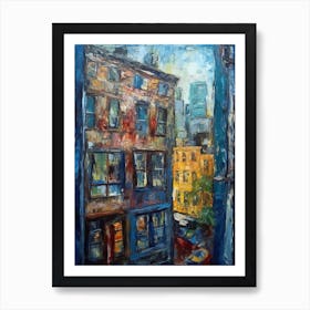 Window View Of New York In The Style Of Expressionism 2 Art Print