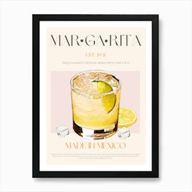 Margarita Cocktail Mid Century Art Print