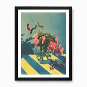 Bleeding Heart Flowers On A Table   Contemporary Illustration 3 Art Print