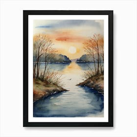 Sunset By The Lake Art Print