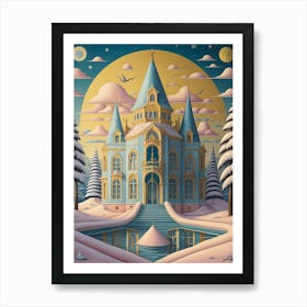 Pastel Castle In The Snow Art Print