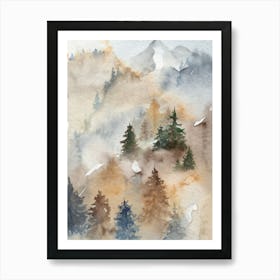 Watercolor Of Pine Trees 1 Art Print