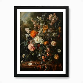Baroque Floral Still Life Everlasting Flowers 4 Art Print
