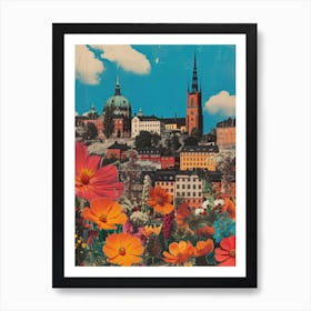 Stockholm   Floral Retro Collage Style 1 Art Print