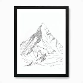 Gasherbrum Pakistan China Line Drawing 7 Art Print