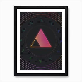 Neon Geometric Glyph in Pink and Yellow Circle Array on Black n.0132 Art Print