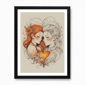 Two Women In Love 2 Art Print