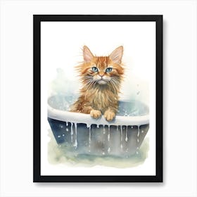Somali Cat In Bathtub Bathroom 2 Art Print