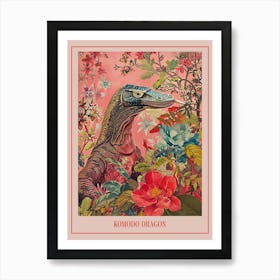 Floral Animal Painting Komodo Dragon Poster Art Print