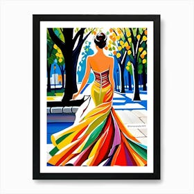 Woman In A Colorful Dress Art Print