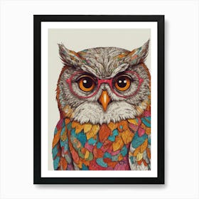 Owl With Glasses 3 Art Print