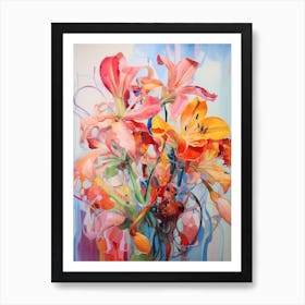 Abstract Flower Painting Gloriosa Lily 1 Art Print