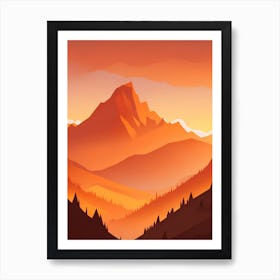 Misty Mountains Vertical Composition In Orange Tone 151 Art Print