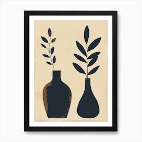 Two Vases With Leaves 5 Art Print