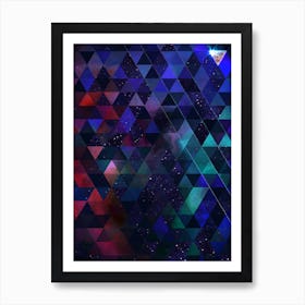 Abstract Geometric Triangle Cosmic Space Pattern in Blue n.0003 Art Print