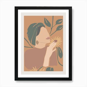 Portrait Of A Woman Boho Earth Colors Illustration 3 Art Print