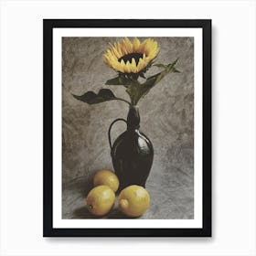 Sunflower And Lemons, Still life, Printable Wall Art, Still Life Painting, Vintage Still Life, Still Life Print, Gifts, Vintage Painting, Vintage Art Print, Moody Still Life, Kitchen Art, Digital Download, Personalized Gifts, Downloadable Art, Vintage Prints, Vintage Print, Vintage Art, Vintage Wall Art, Oil Painting, Housewarming Gifts, Neutral Wall Art, Fruit Still Life, Personalized Gifts, Gifts, Gifts for Pets, Anniversary Gifts, Birthday Gifts, Gifts for Friends, Christmas Gifts, Gifts for Boyfriend, Gifts for Wife, Gifts for Mom, Gifts for Husband, Gifts for Her, Custom Portrait, Gifts for Girlfriend, Gifts for Him, Gifts for Sister, Gifts for Dad, Couple Portrait, Portrait From Photo, Anniversary Gift 1 Art Print