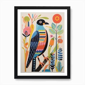 Colourful Scandi Bird Harrier 3 Art Print