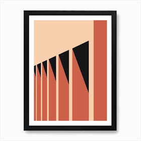Bauhaus Architecture Sunset 1 Brick Red Art Print