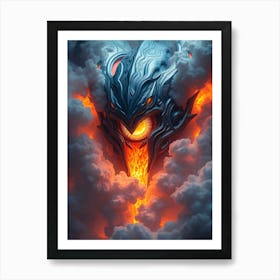 Demon Head with Fire Art Print