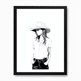 Minimalist Cowgirl Illustration Art Print