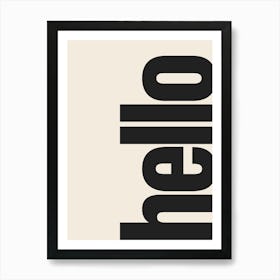 Hello Typography - Black and Beige Art Print