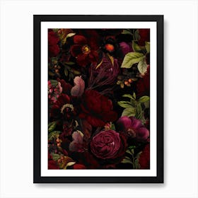 Dark Vintage Rose Garden Art Print