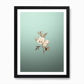 Gold Botanical Lilac Hibiscus Flower Branch on Mint Green n.2284 Art Print