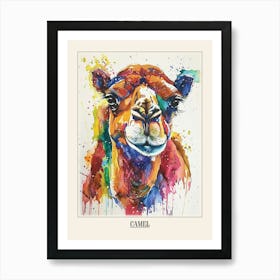 Camel Colourful Watercolour 3 Poster Art Print