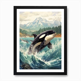 Orca Whale With Waves 2 Art Print