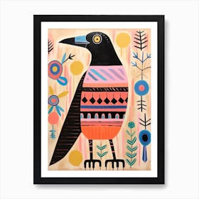 Pink Scandi Crow 4 Art Print