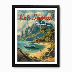 Koh Samui Vintage Travel Poster Art Print