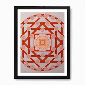 Geometric Abstract Glyph Circle Array in Tomato Red n.0060 Art Print