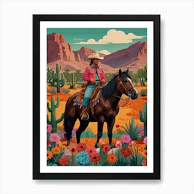 Cowgirl In The Desert Art Print