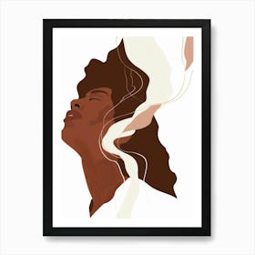 Woman With Hair Blowing In The Wind Art Print