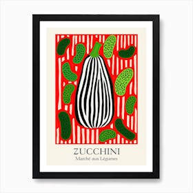 Marche Aux Legumes Zucchini Summer Illustration 1 Art Print