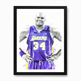 Shaquille O Neal Los Angeles Lakers Basketball Art Print